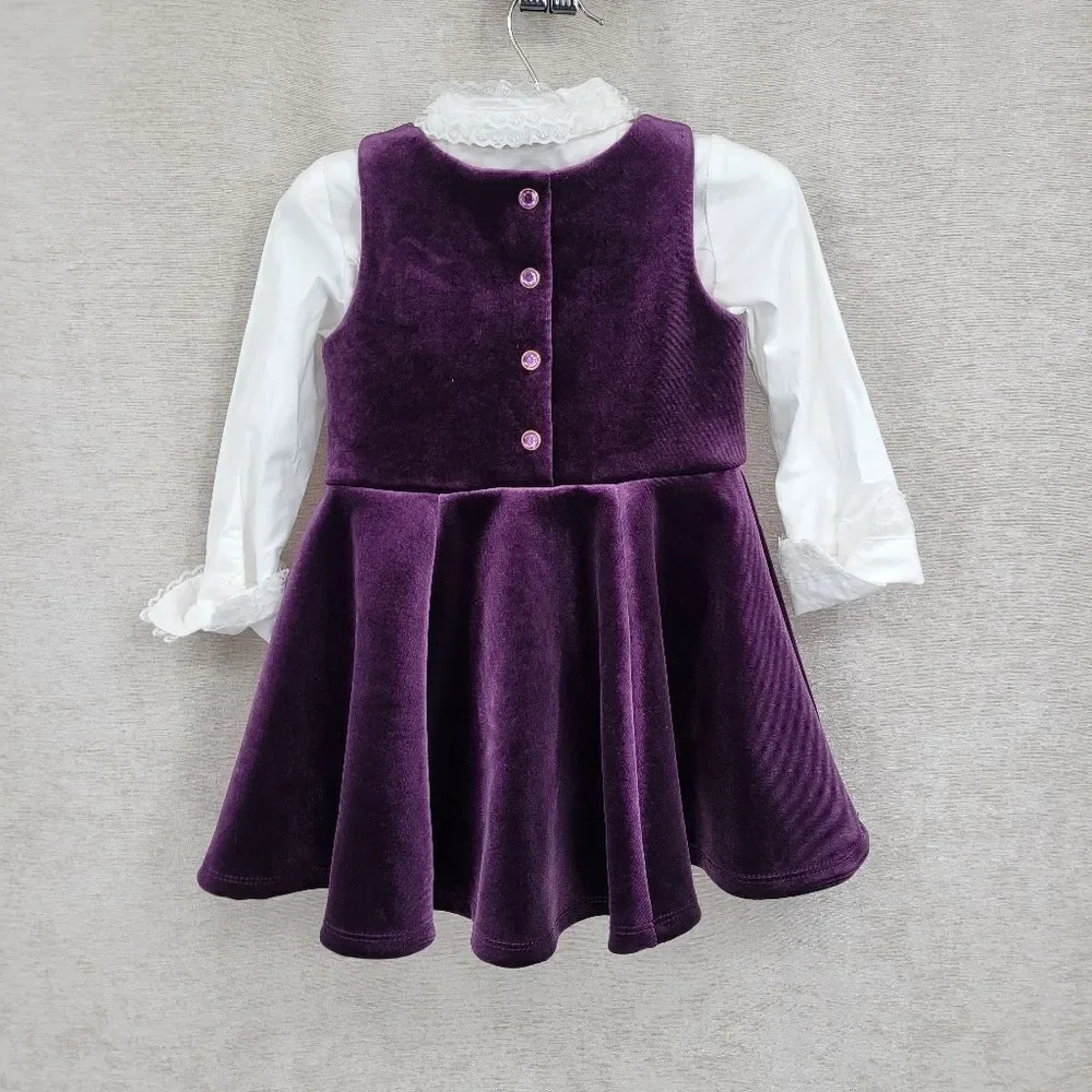 Girls Winter Fall Dress Bundle Formal Special Occasions Purple Velvet Black Cord